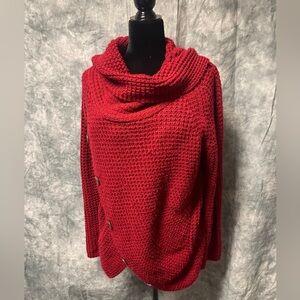 Boho Oversized red asymmetrical sweater